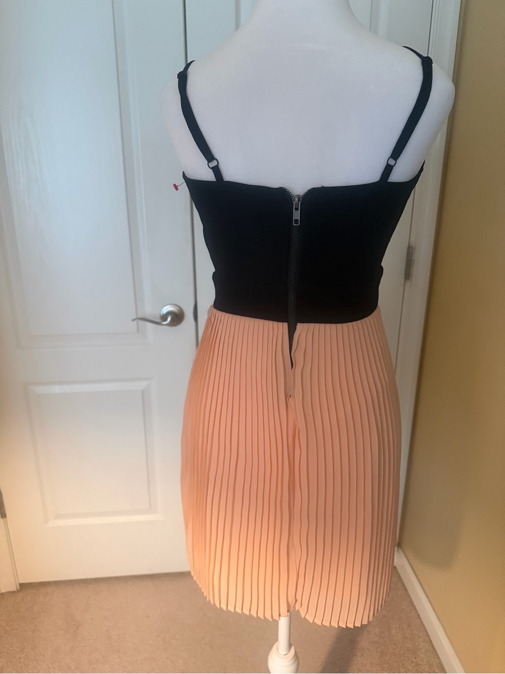 Material Girl Black Top with Peach Pleated Dress - Picture 5 of 6